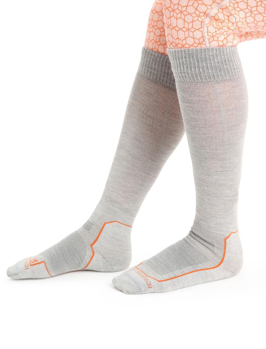 Blizzard Heather / Flash Women's Icebreaker Merino Ski+ Ultralight Over the Calf Socks | USA 1442RVDW